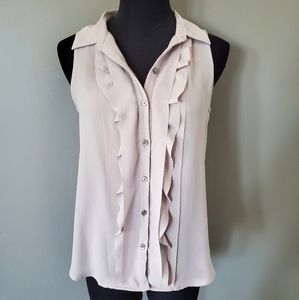 Loft Gray Ruffle Top